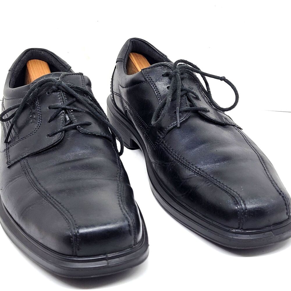 ECCO Mens Black Leather Bike Toe Rubber Sole Comfort Derbys Size US 11 EUR 45